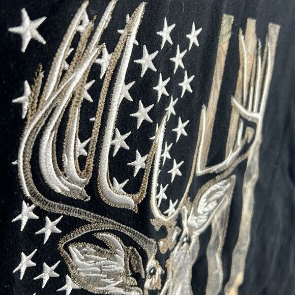🦌🎯 BUCKWEAR Black Camo Embroidered Hunting HOODIE Sweatshirt Men Sz Medium - E - Picture 10 of 14